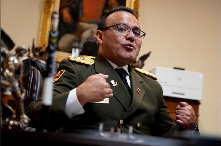 Venezuelan Colonel Jose Luis Silva, Venezuela’s Military Attache at its Washington embassy to the United States, is interviewed by Reuters after announcing that he is defecting from the government of President Nicolas Maduro in Washington.