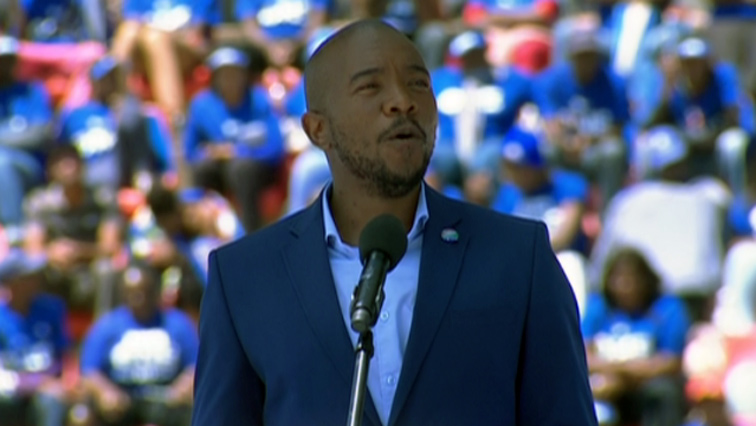 Democratic Alliance Leader Mmusi Maimane is addressing thousands of supporters at the Rand Stadium in Johannesburg for the party's manifesto launch.