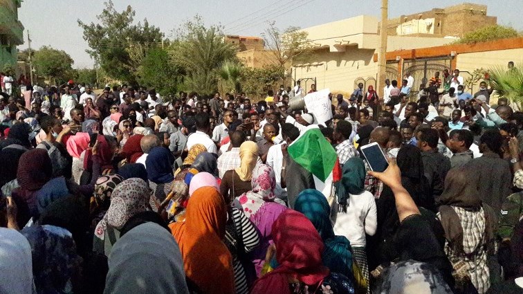 Sudanese protesters chant slogans during an anti-government demonstration in the capital Khartoum's twin city of Omdurman.