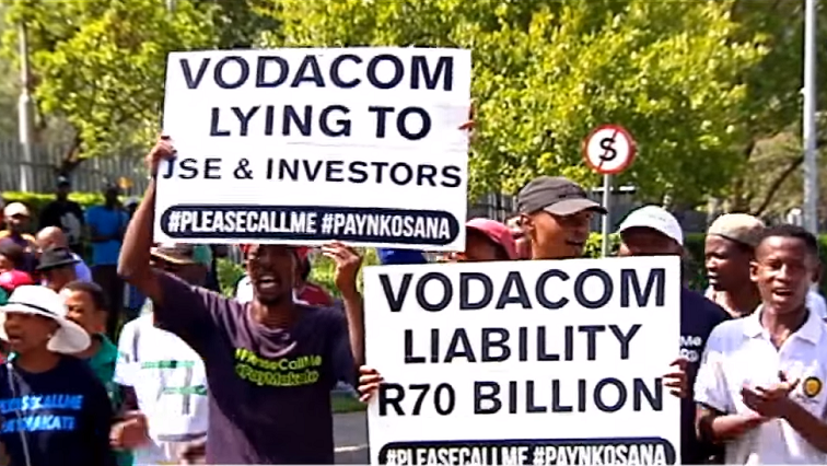The #PleaseCallMeMovement protested outside Vodaworld in Midrand on Thursday.