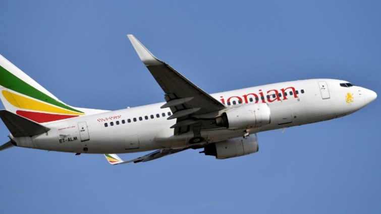 An Ethiopian Airline Boeing 737-700 aircraft taking off.