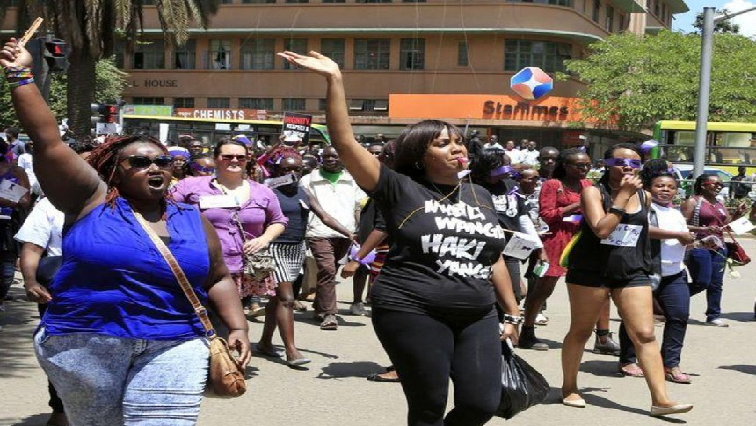 Women protesting in Kenya.
