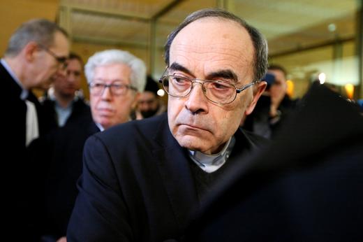 Cardinal Philippe Barbarin, Archbishop of Lyon, arrives to attend his trial.