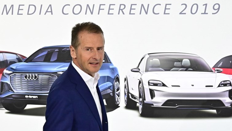 CEO of German car maker Volkswagen (VW) Herbert Diess poses before the annual press conference.