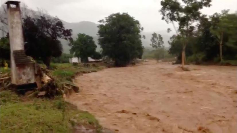 Flooding caused by Cyclone Idai is seen in Chipinge, Zimbabwe, March 16, 2019 in this still image taken from social media video obtained March 17, 2019.
