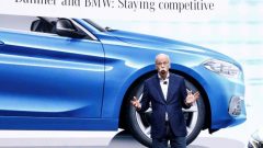 Dieter Zetsche, CEO of Daimler AG, talks about the Daimler - BMW collaboration on the Mercedes stand at the 89th Geneva International Motor Show in Geneva.