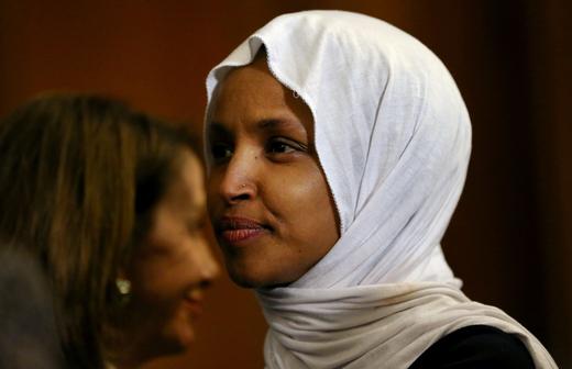 US Representative Ilhan Omar (D-MN) at an event in the U.S. Capitol building in Washington.