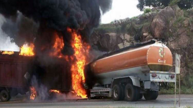 Fuel tanker burning
