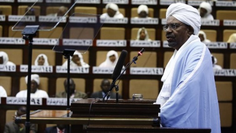 Sudanese President Omar al-Bashir addresses parliament in the capital Khartoum.