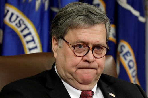 US Attorney General William Barr attends a Justice Department event in Washington, US.