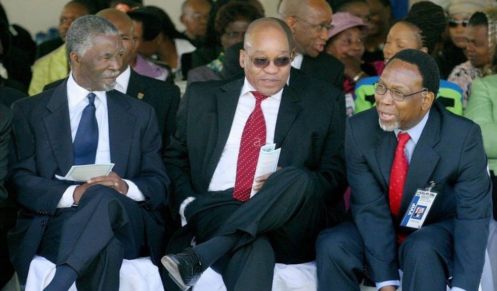Former Presidents Thabo Mbeki (L), Jacob Zuma (centre) and Kgalema Motlanthe