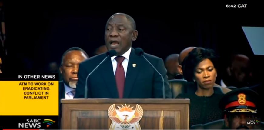 President Cyril Ramaphosa giving his speech during his inauguration