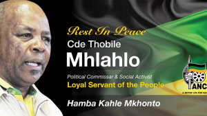 Rest in peace signage for Thobile Mhlahlo