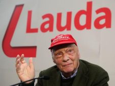 Niki Lauda addresses a news conference presenting his new airline Laudamotion in Vienna.