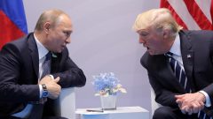 Vladimir Putin and Donald Trump speaking