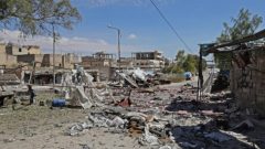 Ruins left by shelling in Syria's Idlib province