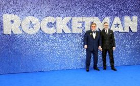 Elton John and his husband David Furnish attend the UK premiere of the Elton John biopic 'Rocketman' in London.