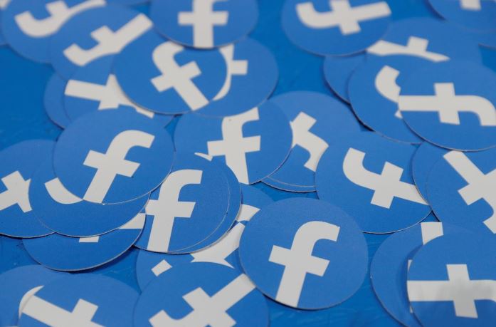 Stickers bearing the Facebook logo are pictured at Facebook Inc's F8 developers conference in San Jose, California.