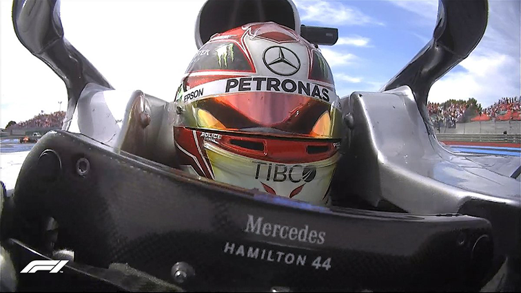 Lewis Hamilton in his racing car