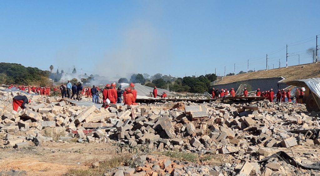 Red Ants demolish people's homes that have been labelled as illegal structures in Alexandra.