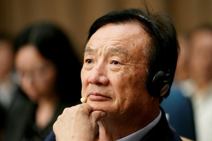 Huawei founder Ren Zhengfei attends a panel discussion at the company headquarters in Shenzhen, Guangdong province, China.