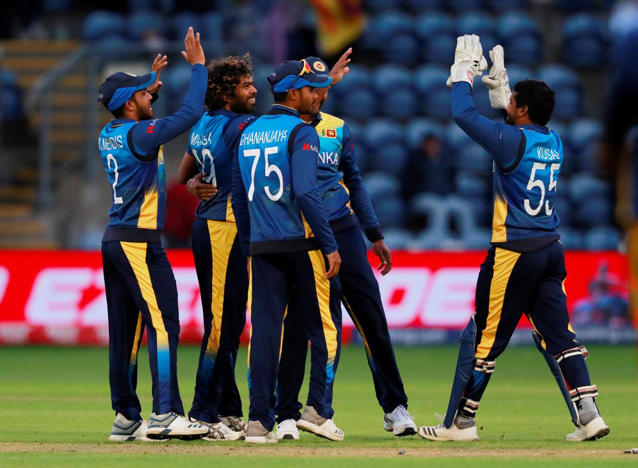 Sri Lanka team celebrates victory.