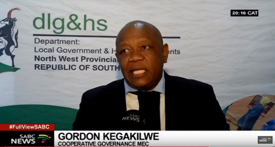 MEC Gordon Kegakilwe during a SABC report.