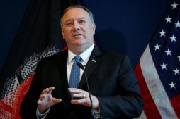 Secretary of State Mike Pompeo speaks during a news conference at the U.S. Embassy in Kabul