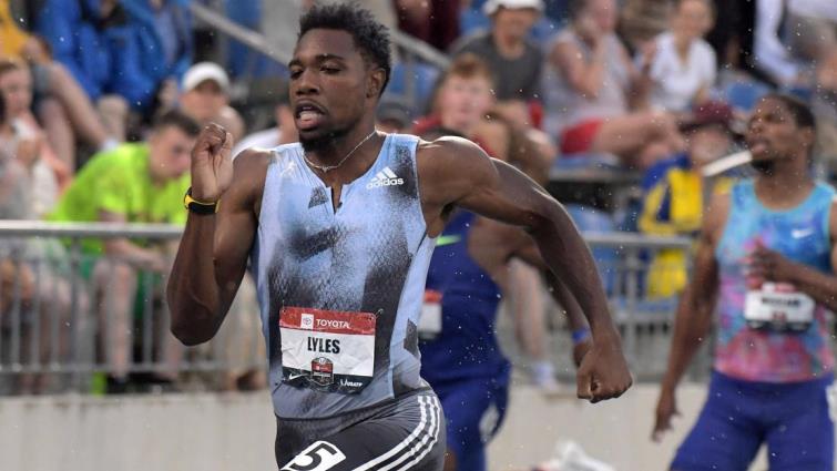 22-year-old American Noah Lyles was running for the first time since winning the 200 at July's U.S. championships.
