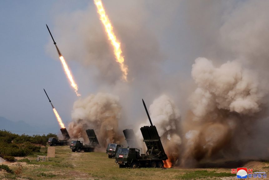 North Korean military conducts a "strike drill" for multiple launchers and tactical guided weapon.