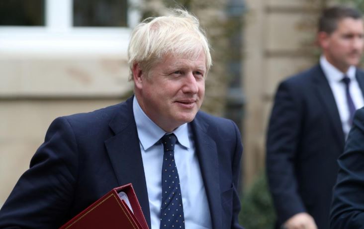 British Prime Minister Boris Johnson leaves after a meeting with Luxembourg's Prime Minister Xavier Bettel in Luxembourg.
