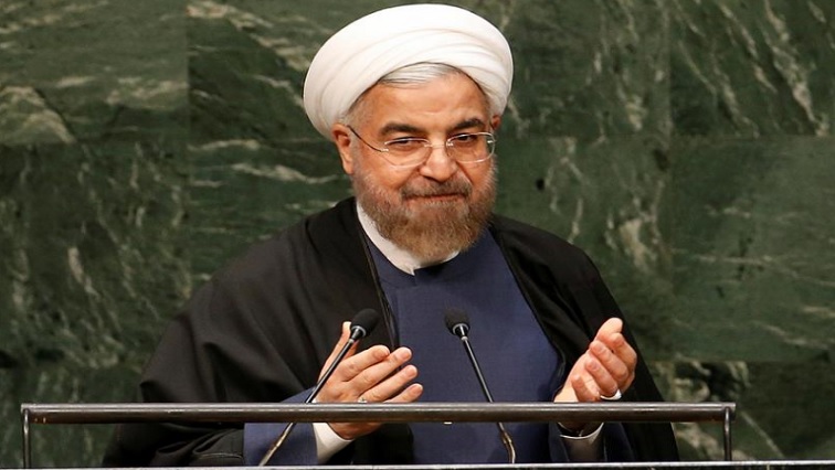 FILE PHOTO: Iranian President Hassan Rouhani gestures at the conclusion of his address to the 69th United Nations General Assembly at the United Nations Headquarters in New York.