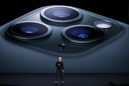 CEO Tim Cook presents the new iPhone 11 Pro at an Apple event at their headquarters in Cupertino, California.