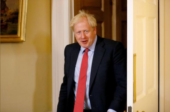 Britain's Prime Minister Boris Johnson is seen ahead of the meeting with European Parliament President David Sassoli, at Downing Street.