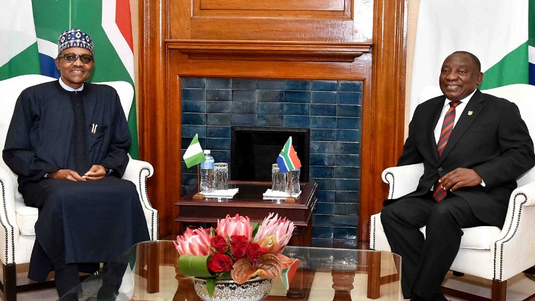 Nigerian President Muhammadu Buhari (L) and President Cyril Ramaphosa (R) met earlier on Thursday.