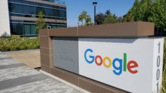 A sign is pictured outs a Google office near the company's headquarters in Mountain View.