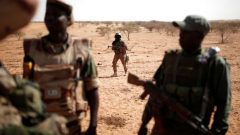 Troops from the Malian Armed Forces conduct an operation near Tin Hama, Mali.