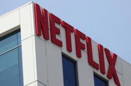 The Netflix logo is seen on their office in Hollywood, Los Angeles, California.