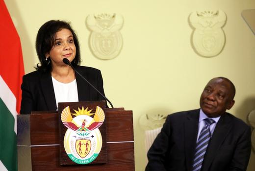 Shamila Batohi makes a speech after being named the country's new chief prosecutor by President Cyril Ramaphosa.