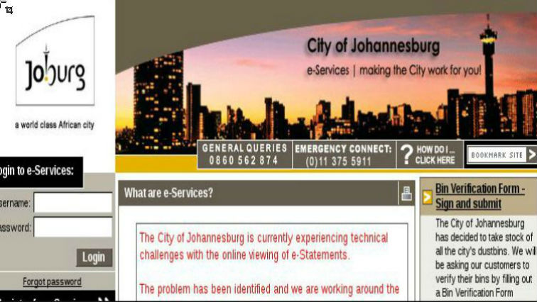 The City of Jo'burg says security experts are investigating the security breach which is expected to last 24 hours.