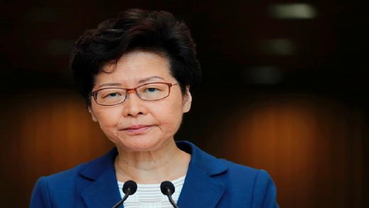 Hong Kong Chief Executive Carrie Lam speaks during a news conference in Hong Kong, China.