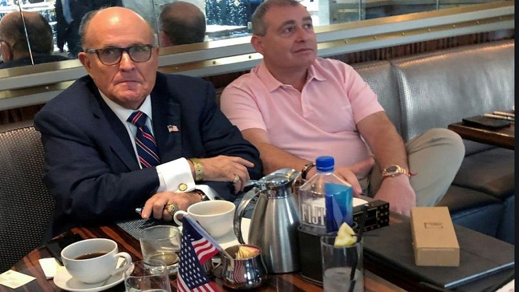 US President Trump's personal lawyer Rudy Giuliani has coffee with Ukrainian-American businessman Lev Parnas at the Trump International Hotel in Washington, US September 20, 2019.