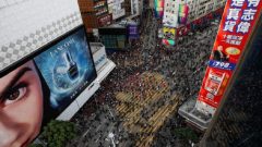 Protesters gather for a march billed as a global "emergency call" for autonomy, in Hong Kong, China.