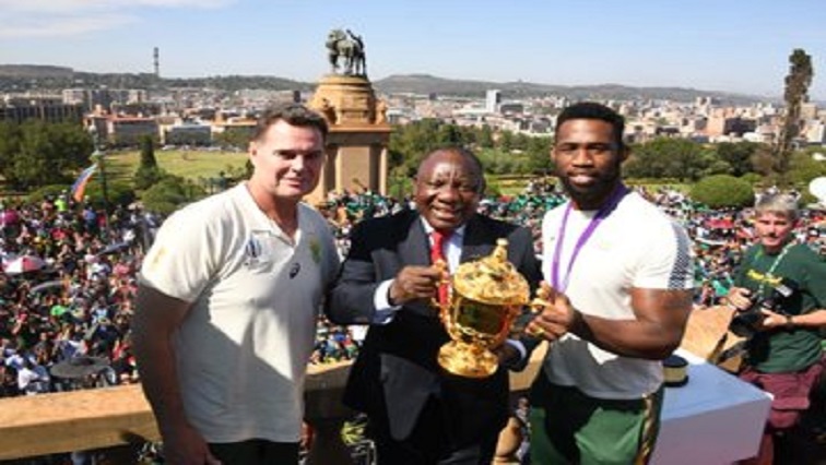 President Cyril Ramaphosa hosted the Springboks at the Union Buildings in Pretoria.