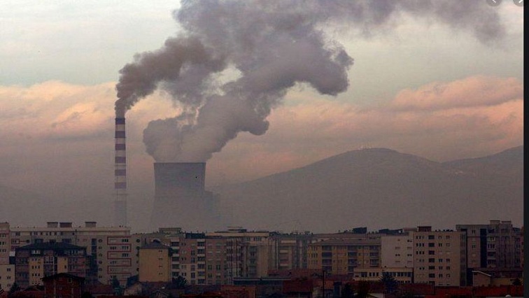 Smoke rises from a coal-fired power plant in Obilic, near Pristina, Kosovo.
