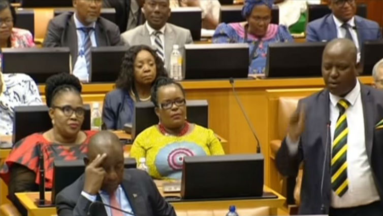 ANC MP Boy Mamabolo stood up to ask if EFF Leader Julius Malema was willing to take a question, to which Malema acceded.