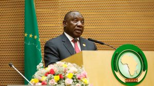 President Cyril Ramaphosa accepting the chairpersonship of the African Union for 2020.