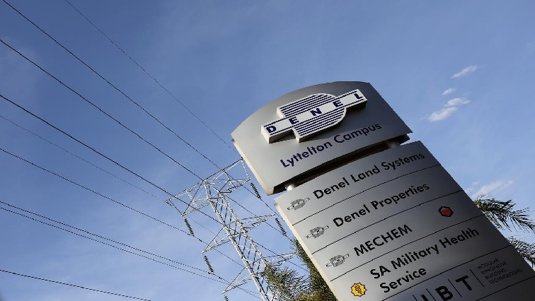 A Denel company logo is seen at the entrance of their business divisions in Pretoria, South Africa.