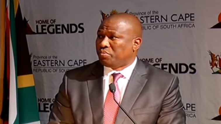 Eastern Cape Premier Oscar Mabuyane speaking at a government event.