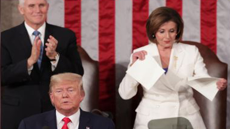 Speaker of the House Nancy Pelosi (D-CA) rips up the speech of U.S. President Donald Trump after his State of the Union address.